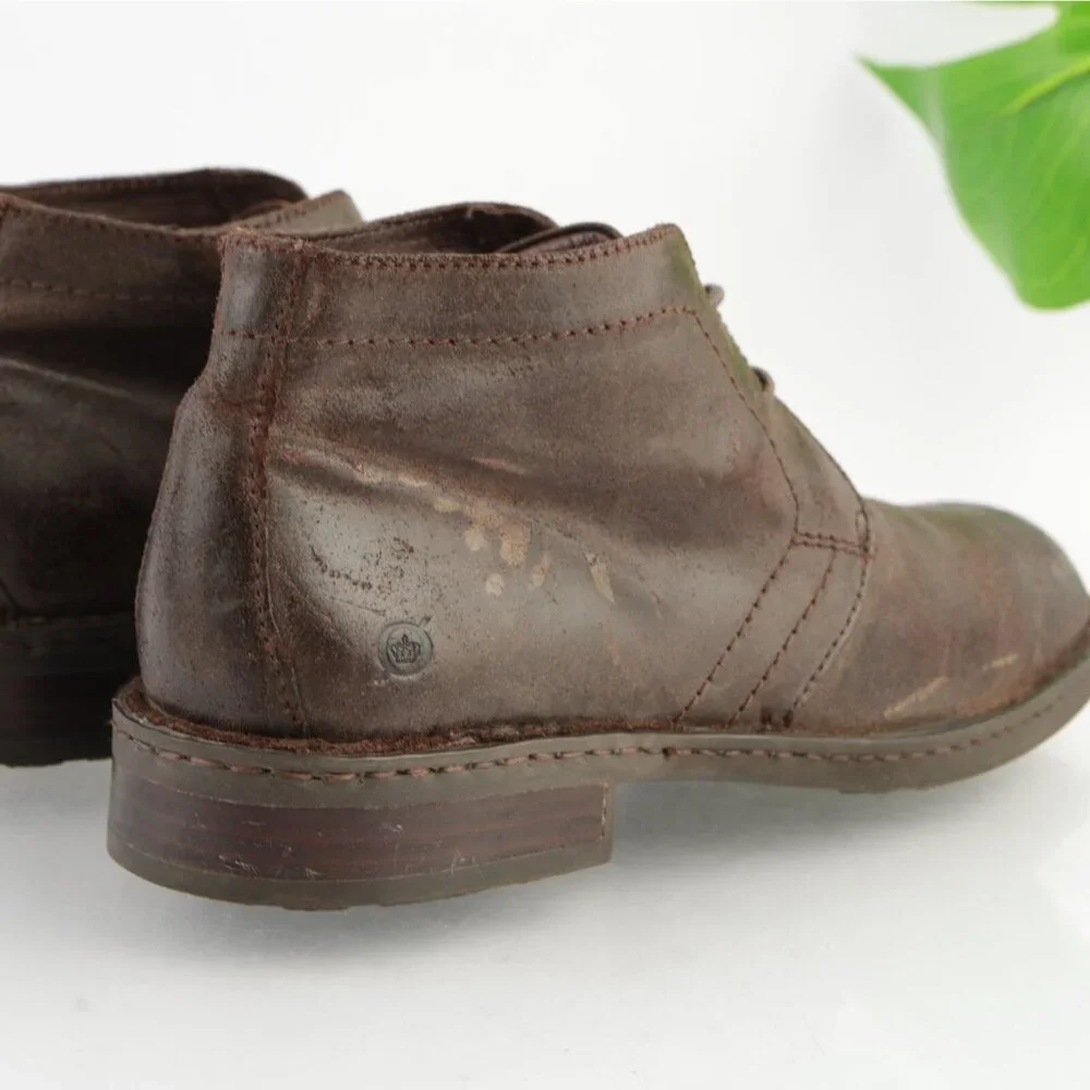 Born Mens Harrison Boot Size 11 M Brown Distressed Leather Lace Up Casual Chukka